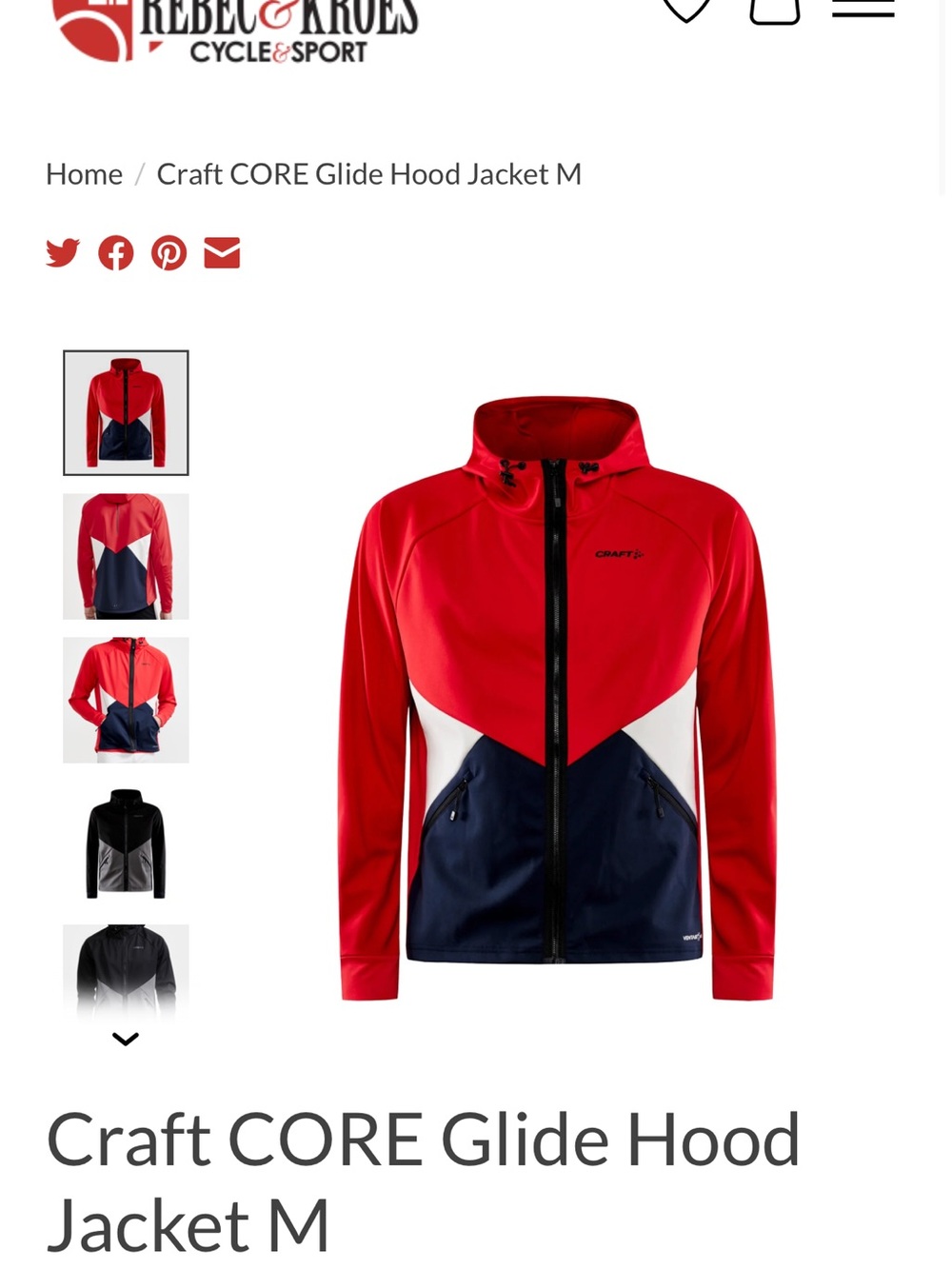 Craft Men's Performance Hooded Jacket in Red, Navy & White